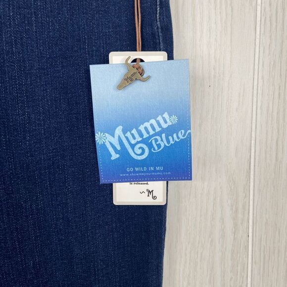 Mumu Blue Soho Skinnies Distressed Skinny Jeggings Blue Womens Size Large NWT - Picture 5 of 11